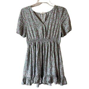 Easel Los Angeles Blue Ditsy Floral Mini Dress with Stretch Waist in Size M